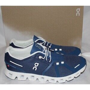 NIB ON CLOUD WOMEN'S CLOUD 5 RUNNING SHOES SNEAKERS DENIM WHITE NEW‎